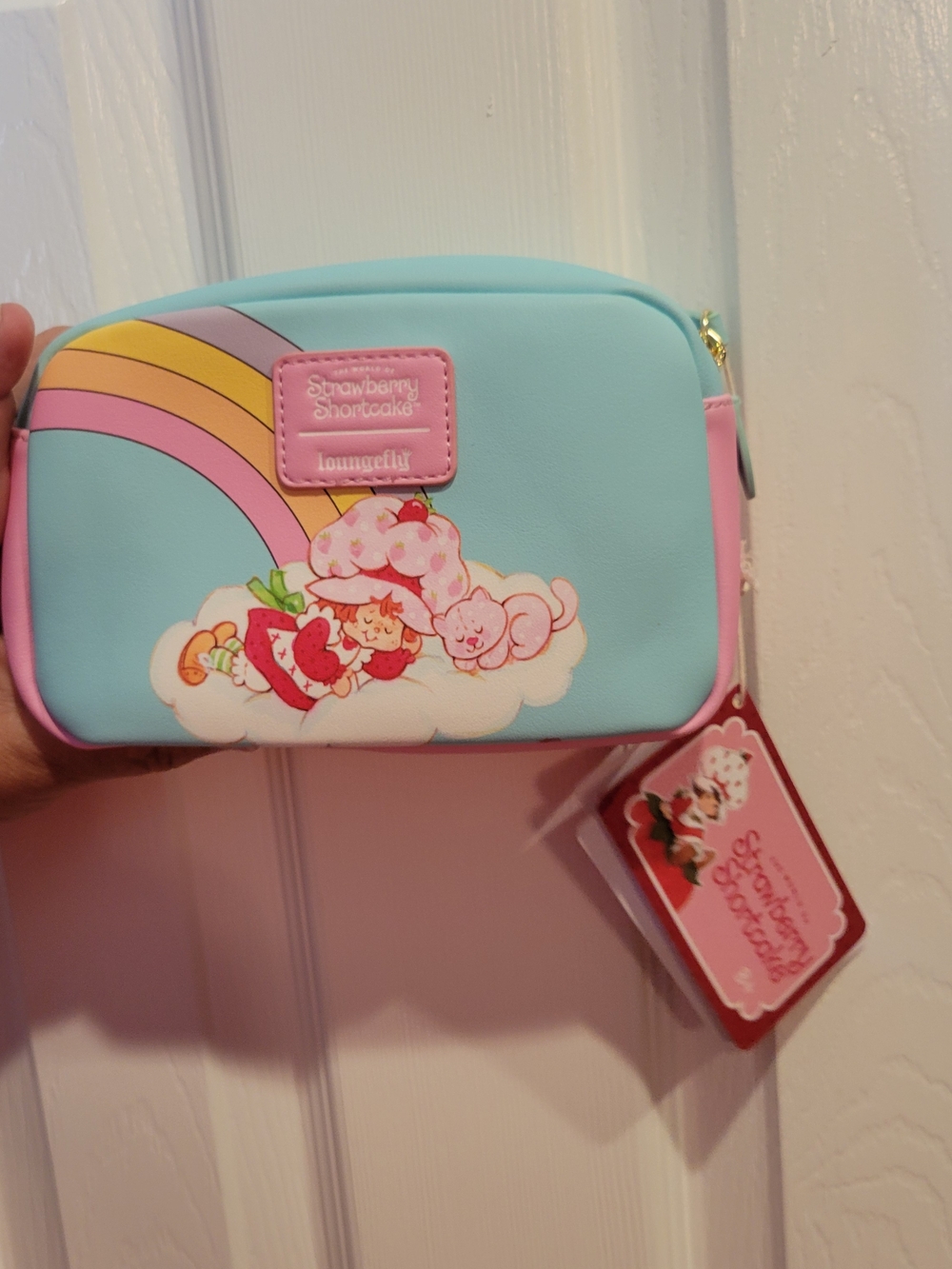 Loungefly Strawberry Shortcake Blue & Pink Rainbow Kids Pouch